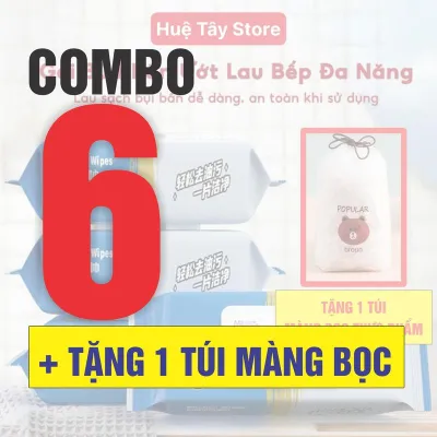 COMBO 7 BỊCH - COMBO 6 BỊCH Khăn Ướt Lau Bếp Đa Năng +Tặng thêm 1 túi MÀNG BỌC THỰC PHẨM Không Độc Hại Giấy Lau nhà bếp Sạch Vết Dầu Mỡ An toàn cho da