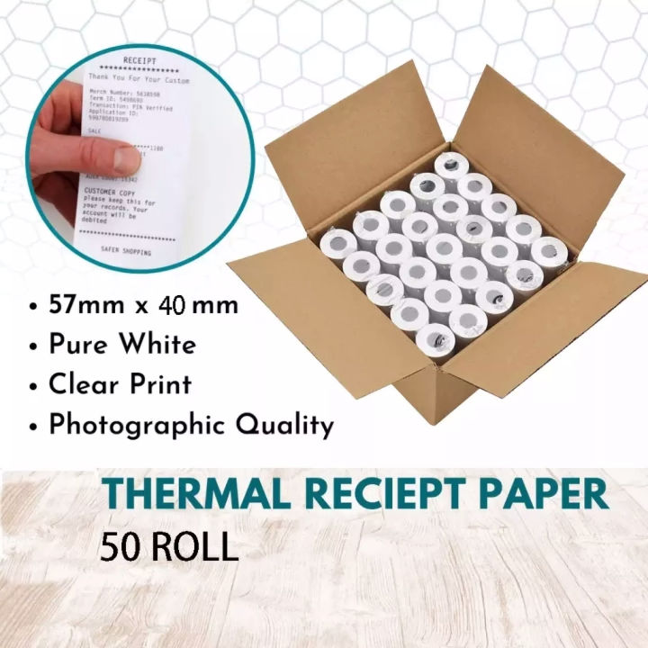 57x40mm Thermal paper coreless for POS receipt (20/50/60 rolls