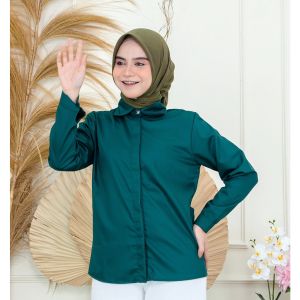 Kemeja Katun Toyobo Wanita Polos Lengan Panjang