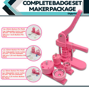 Digiprints PH -  3in1 Set DIY Button Maker Machine 25mm 32mm 58mm Handmade Metal Pinback Supplies Round Badge Punch