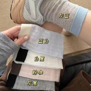 芭蕾风袜子女中筒袜春秋季款纯棉网眼透气无骨夏天长筒堆堆袜