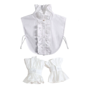 Detachable False Collar Girls Wrist Cuffs Clothes Choker for Shirt or Dress Ruffled Lapel Shawl for Lady Girl Choker