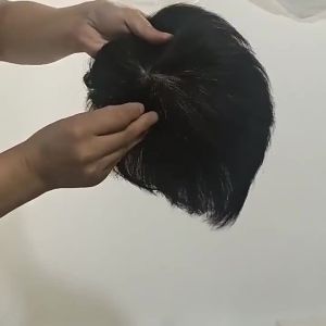 FCTSE Mens Wig Piece short real hair top hair replacement wigs patch natural seamless invisible blank replacement block silk base net RW102