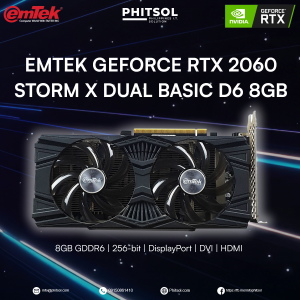 EMTEK GEFORCE RTX 2060 STORM X DUAL BASIC | 8GB GDDR6 | 256-BIT | Display Port | DVI | HDMI | (SLIGHTLY USED)