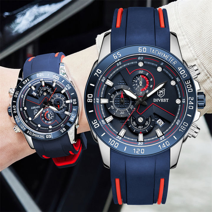 DIVEST Top Brand Sports Men's Watches Classic Rubber Band