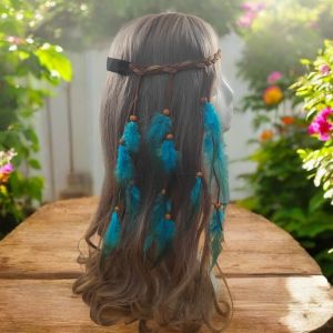 [Ready Stock SG] Hippie Double Side Electric Blue Feather Headband | Boho Headband | Hair Accessory