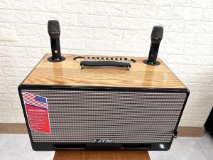 Loa kéo xách tay thùng sơn tĩnh điện sơn bóng gỗ cao cấp 2 bass đôi 20 và 2 chép tay micro cao cấp chuyên karaoke và nghe nhạc