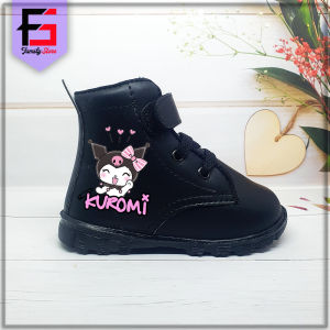 Sepatu Boots KUROMI Anak Perempuan Fashion Modis / Sepatu Boots Tali Perekat Anak Cewek Kartun Lucu