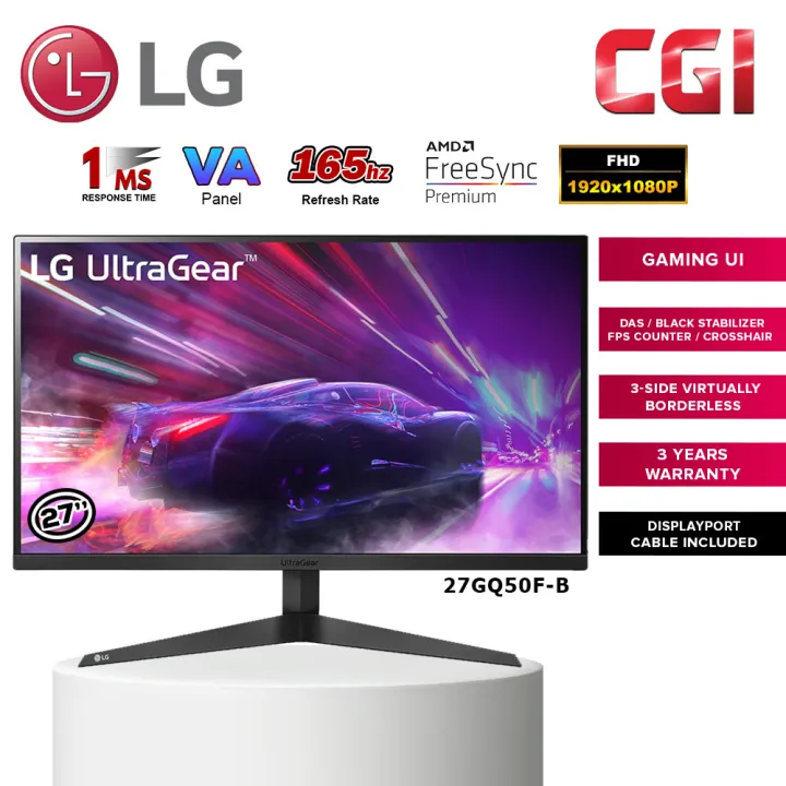 LG 27" 27GQ50F FHD VA 165Hz 1ms AMD Freesync Premium Gaming IU Borderless Ultragear Gaming Monitor
