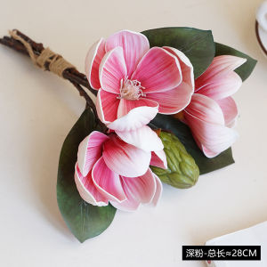 Artificial Magnolia Flowers 3 Stems Real Touch Faux Magnolia Flower Bouquets Home Wedding Table Office Floral Arrangement Decoration