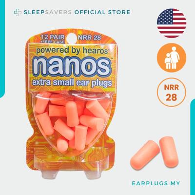 USA Hearos Nanos Extra Small Ear Plugs, 12 Pairs + Case,  | NRR 28 Slim Sleeping