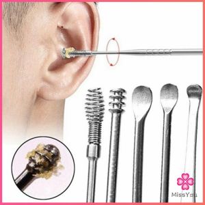 Masely 6pcs/set Portable Stainless Steel Ear Cleaning Brush Wax Remover Curette Ear Cleaner