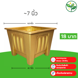 กระถาง กระถางสี่เหลี่ยม ขนาด 6.9 นิ้ว สีขาว สีเทา สีฟ้า สีน้ำตาล สีเขียว สีทอง Bundle 5 ใบ ชิ้น อัน