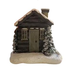 Christmas Office Ornament Festive Log Cabin Chimney Ceramic Holder for Christmas Home Office Decor