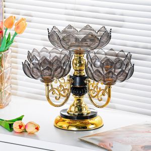 JUTBONG with 5 Bowl Fruit Bowl Rotating PET Fruit Tray  Multi Layered Fruit Plate Stand Household