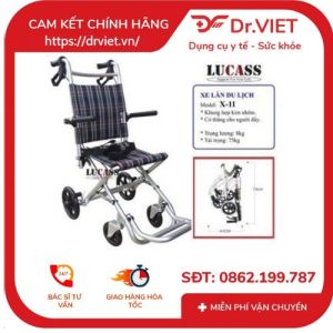 [CHÍNH HÃNG] - Xe lăn xách tay cao cấp Lucass X11 - Xe lăn nhôm du lịch dễ dàng gập gọn và mang theotrang bị thêm dây đai an toànphù hợp sử dụng cho trẻ em hay người lớn có tải trọng dưới 75kg