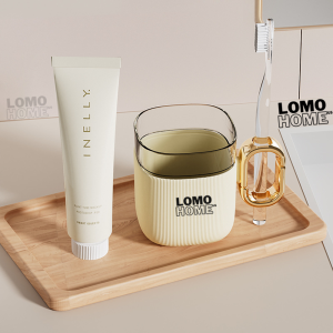 Cốc đánh răng LOMO nhựa PP cao cấp có khe để bàn chải đánh răng sang trọng siêu bền