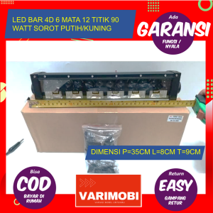 LED BAR 4D 6 MATA 12 TITIK 90 WATT SOROT PUTIH/KUNING