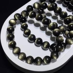 Natural 7A Double-Eye Silver Obsidian Round Bead Bracelet by Jiuya Crystal Please Check the Selected Variation Size Colour Quantity Compatibility and Package Contents Shown in Product Images Before Ordering