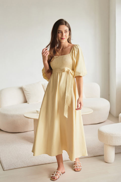 As You Wish Convertible Maxi Dress (Pastel Yellow) | Lazada Singapore