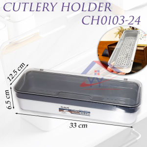 LAVA Cutlery Holder 【CH0103-24】Rectangle Drainable Household Kitchen Cutlery Chopstick Spoon Fork Storage Box With Cover/Bekas Kutleri