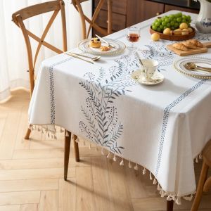 Cotton Linen Embroidery Tablecloths Rectangle Dust Proof Table Cover Embroidery Flower Pattern Table Cloths Party Decor2026