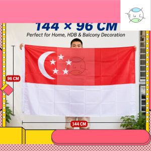 2PCS 【144*96cm】Singapore Flag National Day Party Decoration Big Flag Singapore Hand Flag NDP Festival Supplies