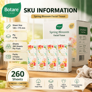 【Botare】Air Cushion 4-Ply Tissues Water Friendly Strong Yet Gentle Ultra Soft Thick For Home Family Size baby Tissue Paper