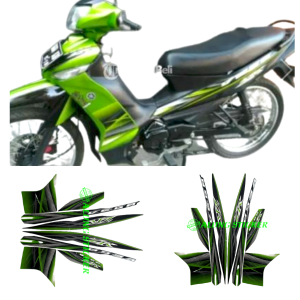STIKER STRIPING LIS LES BODY MOTOR YAMAHA VEGA ZR TAHUN 2012 WARNA HITAM-HIJAU 1SET STANDAR
