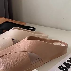 [Free Shipping]WomenS Open-Toe Half-Slippers For Outdoor And Home Use Flat-Soled Fashionable Non-Slip CoupleS Beach Sandals For Summer