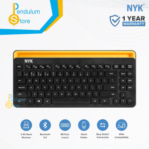 NYK K30 Keyboard Wireless Bluetooth TKL Dual Connectiom Office Mini Keyboard Stand Holder Multi Device 4 in 1 Macbook PC LAPTOP SMARTPHONE