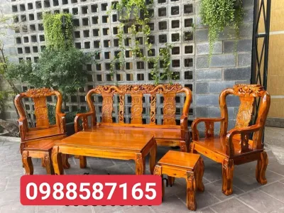 Bộ sa lông tràm rồng tay 8-Bộ bàn ghế phòng khách ( FREESHIP 70 KM )
