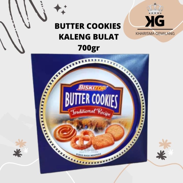 BISKITOP - BUTTER COOKIES 700g Biskuit Kaleng Dus Biscuit Lebaran Snack Cemilan Anak Manis Kue Kering Kiloan Gula