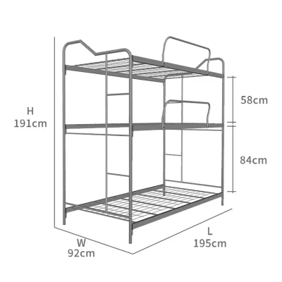 KitchenZ 6.3FT Triple Decker Bed Frame / Single-3V TR906-MSM