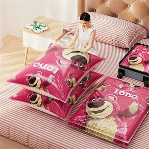 Túi hút chân không đựng bảo quản quần áo chăn ga phiên bản gấu dâu Lotso Bear