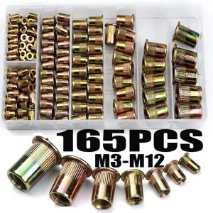 Bộ 5 cỡ đinh tán ren M3-M8 - Inox 304 & thép carbon cho công nghiệp Set 165 Đai Ốc Thép Carbon/Nhôm M3-M8 Dùng Sửa Chữa Nhà Cửa Chất Lượng Cao