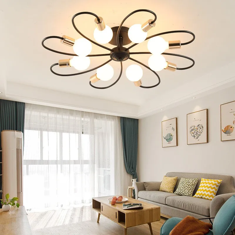 3 6 8 headscMetal Pendant Lamp Ring Light Simple Living Room