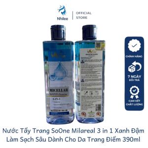 Nước tẩy trang SoOne Milareal 3 in 1 không cồn NL169 giúp làm sạch làm dịu loại bỏ trang điểm 390ml