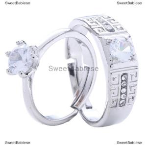 [COD] SweetBabiese 1 Cặp cặp đôi cổ điển resizeable engagement Ring người đàn ông phụ nữ điều chỉnh Valentine Quà Tặng