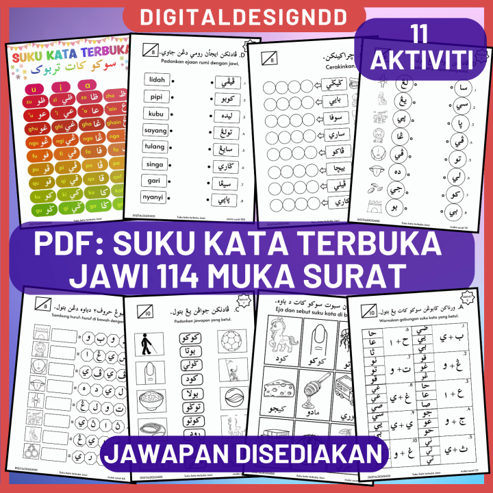 PDF Latih Tubi Suku kata terbuka Jawi membaca menulis Jawi Latihan suku kata Jawi untuk pra sekolah kanak-kanak tadika