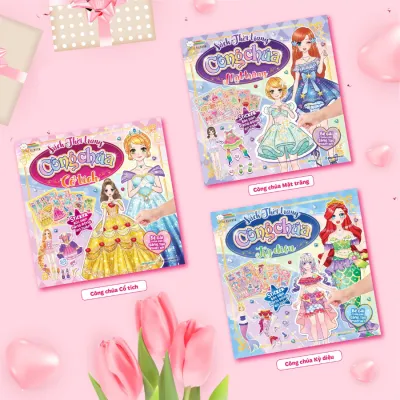 Combo 3 cuốn Sách thời trang công chúa (12 trang stickers) - Sách bóc dán sticker cho bé gái