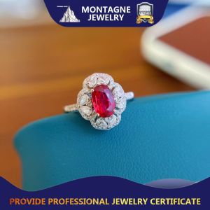 Montagne Jewelry (Deposit Link) Total Price 10200 SGD 18K Pure Gold Ring Diamond Inset Fine Jewellery Natural 1 Carat Pigeon Blood Ruby Ring