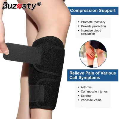 Buzesty Calf Brace for Shin Splint Relief Adjustable Calf Compression Sleeve Men Women Calf Support for Lower Leg Pain Relief Torn Calf Muscle Sprain Swelling Running Fitness Hiking (Single Pack)
