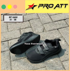 Yasa Footwear - Sepatu Sekolah PRO ATT NT 592V 31-38 /Sepatu Perekat /Sepatu Sekolah Hitam /Sepatu Sneakers Anak /Sepatu Keren /Sepatu Olahraga