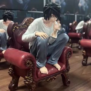 2026 Q Version Anime L Light Yagamifigure Light Yagami actionfigure L Light Yagami sitting figurine Doll ModelToy boy StatueGift