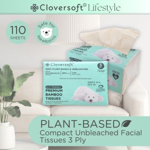 [Cloversoft Official] Compact Unbleached Bamboo Tissue 3ply [110 sheets]
