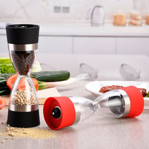 2 in 1 Hourglass Shape Manual Salt Pepper Mill Spice Grinder Pepper Shaker Salt and Pepper Grinder Kitchen Gadgets Cooking Tool2026