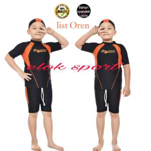 Setelan Baju Renang Anak Lycra Motif Basic Warna Variatif Usia 4-9 Tahun