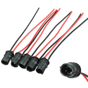 Gracekarin 10pcs T10 Round Socket Connector With 4.7 Inch Pre-Wired Rubber Base For Car Auto Motorcycle Light Bulbs 147 501 W5W Black Free shipping