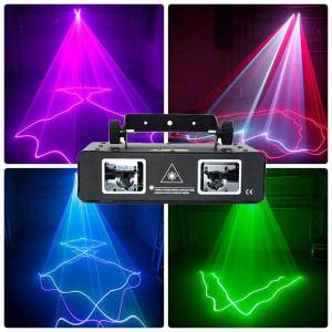 JC Laser Lights 4 Lens Laser Disco Lights Party Sound Activated LED Beam Compatible with DMX Controller/Party Lights